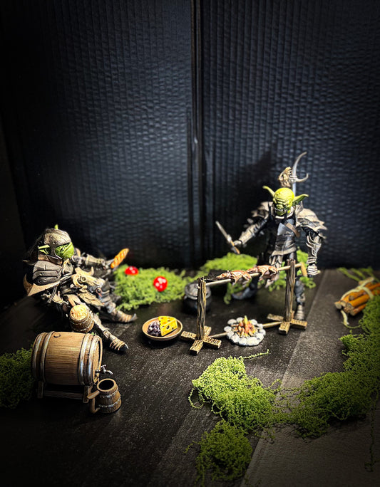 “Hunter’s Campfire” – Medieval Rotisserie Diorama Set