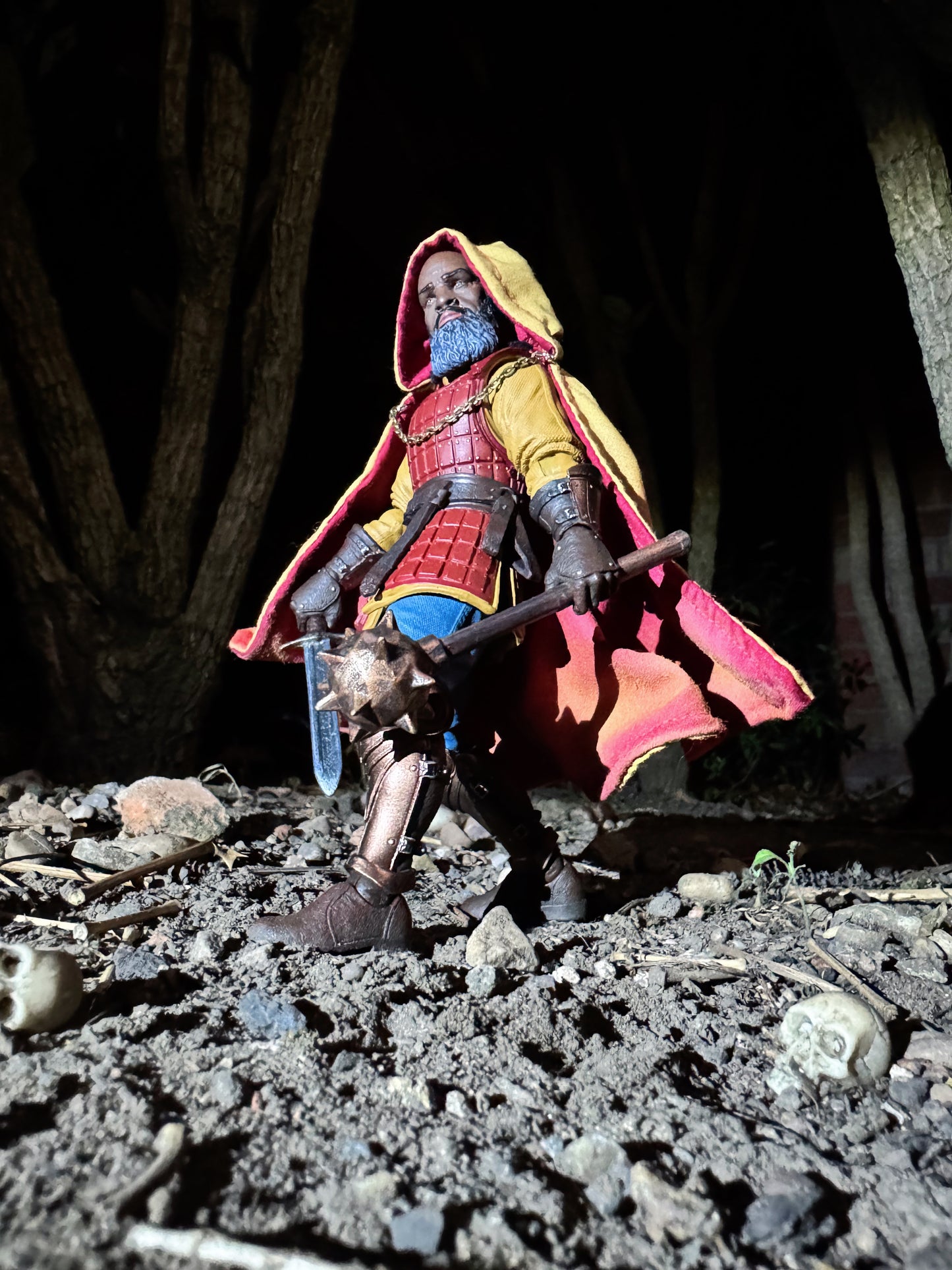 Long Hooded Soft Goods Cape with Decorative Chain