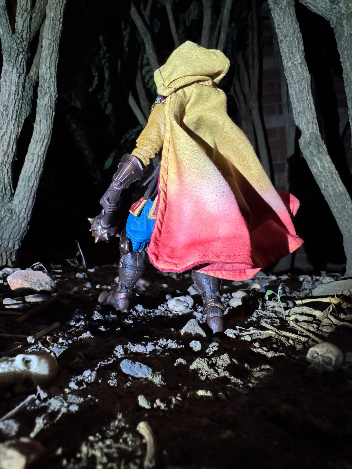 Long Hooded Soft Goods Cape with Decorative Chain