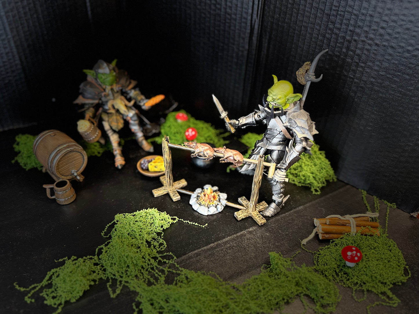 “Hunter’s Campfire” – Medieval Rotisserie Diorama Set
