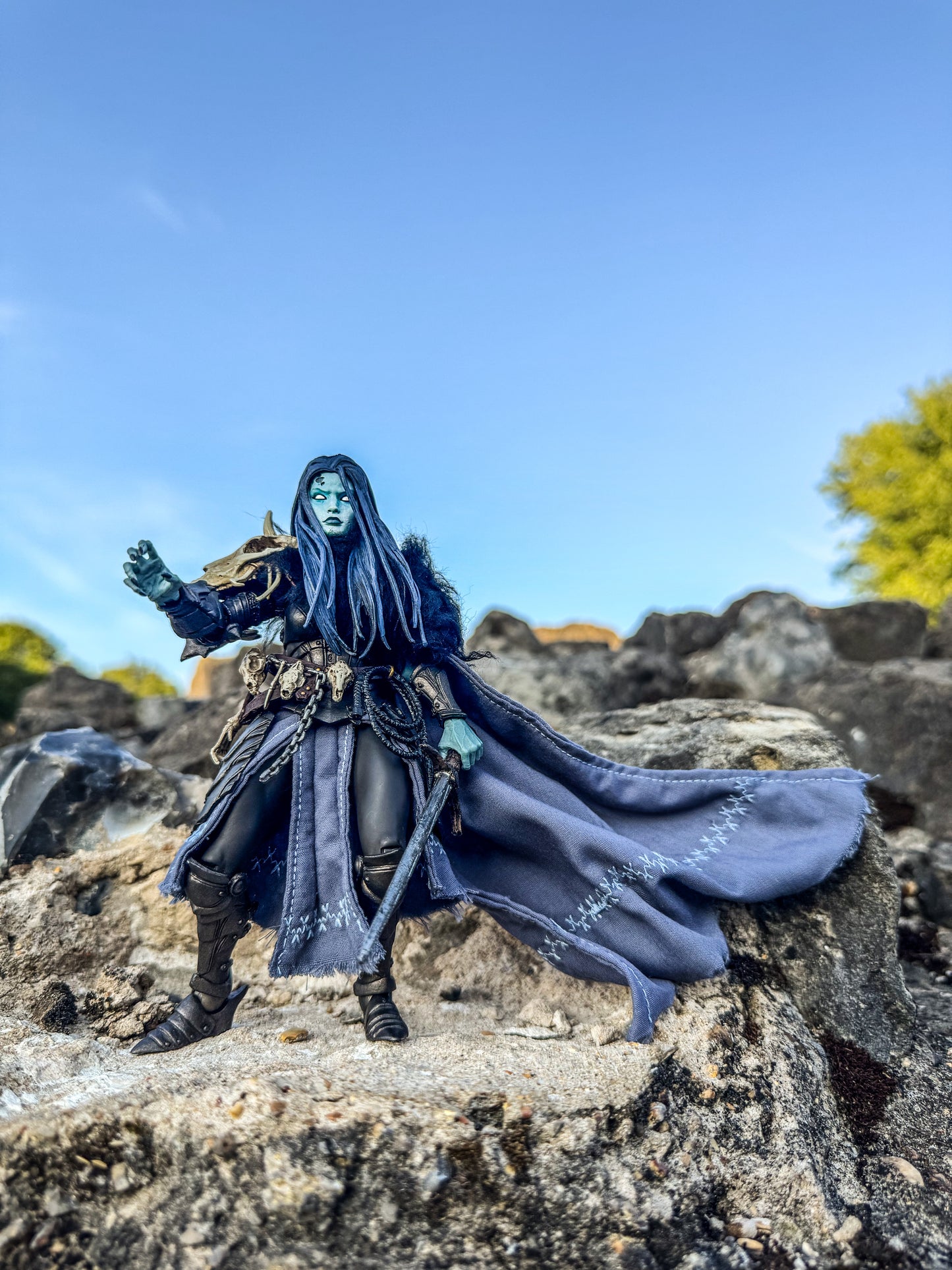 Side Cape with Black Fur Shoulder