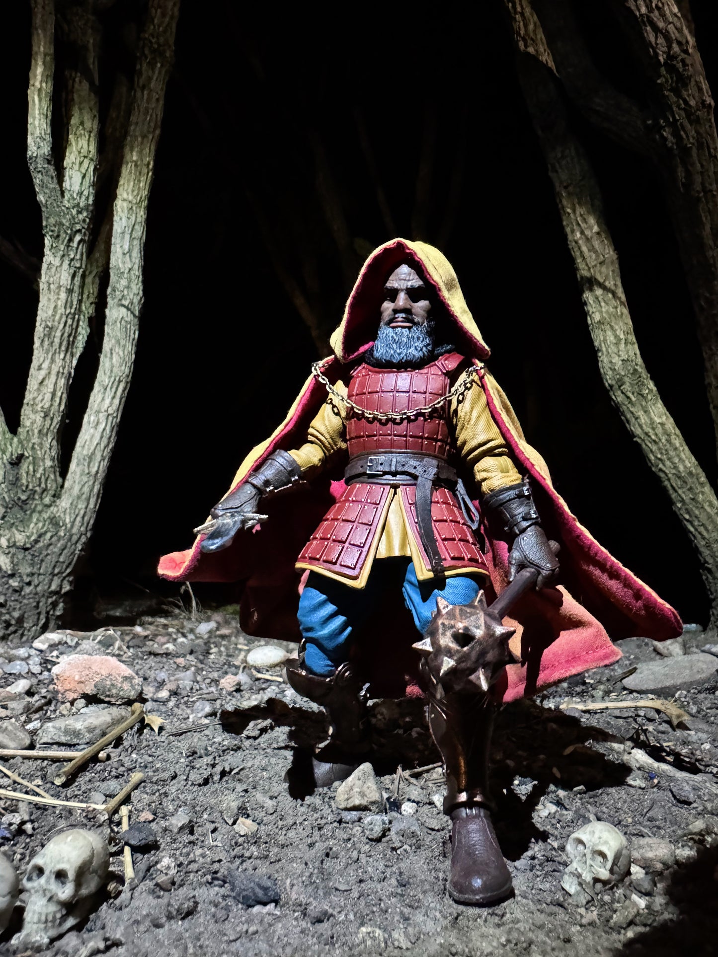 Long Hooded Soft Goods Cape with Decorative Chain