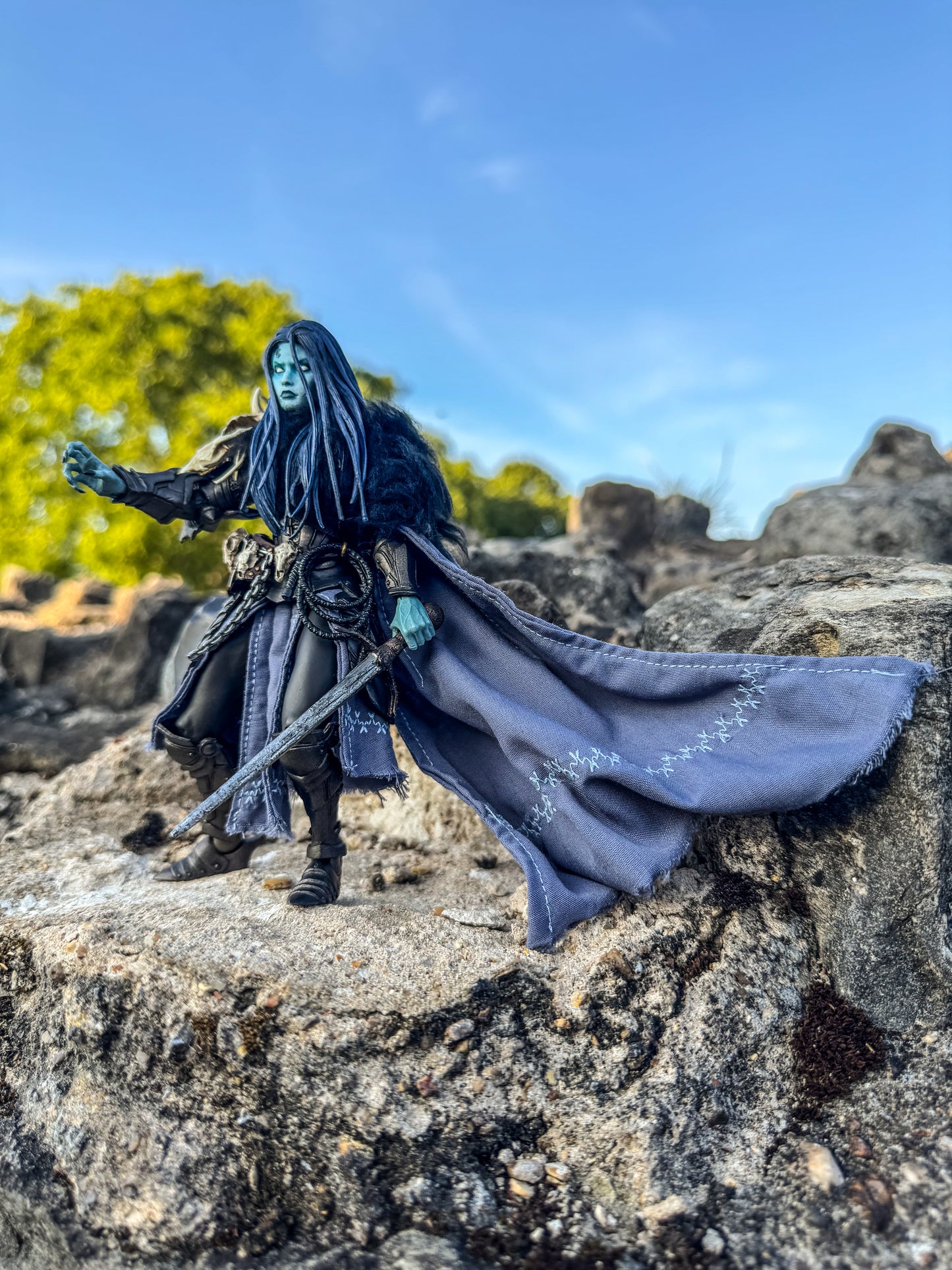 Side Cape with Black Fur Shoulder